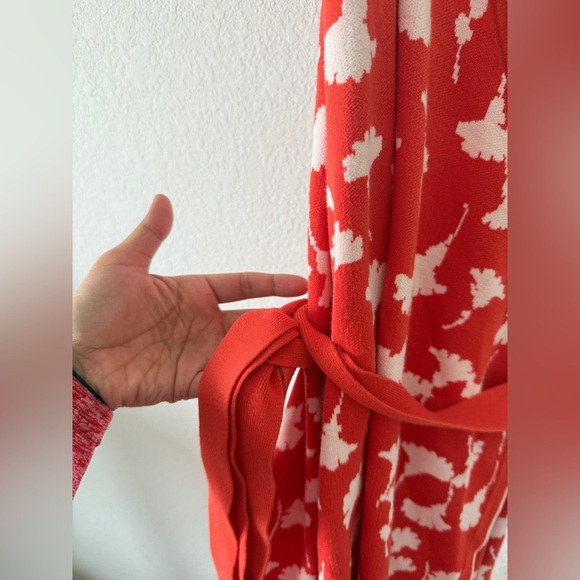 Orange and White Halter Wrap Dress - Picture 6 of 13